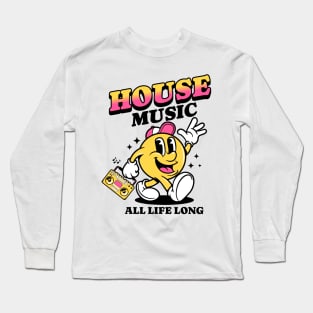 HOUSE MUSIC  - Retro Mascot All Life Long (black/pink) Long Sleeve T-Shirt